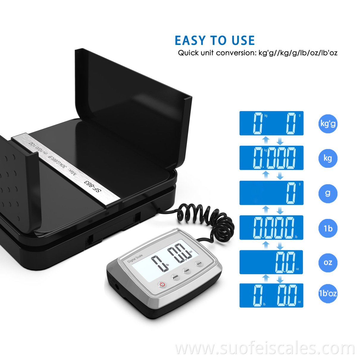 SF-883 100 lb X 0.1 oz Silver Digital Postal Scale For Shipping Weight Postage 50kg